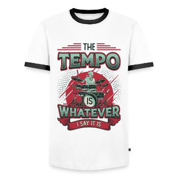 Das Tempo Ist, Was Immer Ich Sage, Es Ist Rockband - Männer Kontrast-T-Shirt - Weiß/Schwarz - Vorne - AI Model Female 172 light (172cm) & AI Model Male 178 dark (178cm)