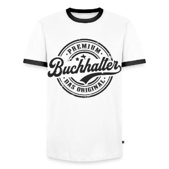 Buchhalter Original Lustiges Buchhaltung - Männer Kontrast-T-Shirt - Weiß/Schwarz - Vorne - AI Model Female 172 light (172cm) & AI Model Male 178 dark (178cm)