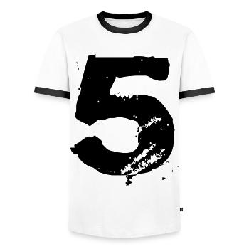 Maillot 5 numéros - T-shirt contrasté Homme - blanc/noir - Devant - AI Model Female 172 light (172cm) & AI Model Male 178 dark (178cm)