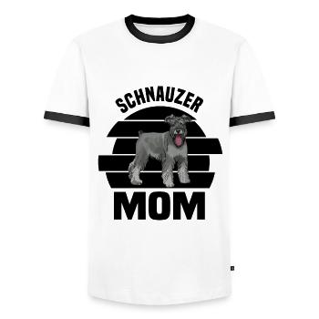 Schnauzer chien | Cadeaux de chiot de race de chien - T-shirt contrasté Homme - blanc/noir - Devant - AI Model Female 172 light (172cm) & AI Model Male 178 dark (178cm)