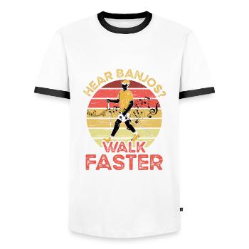 Écoutez des banjos plus vite marcher musicien guitare - T-shirt contrasté Homme - blanc/noir - Devant - AI Model Female 172 light (172cm) & AI Model Male 178 dark (178cm)