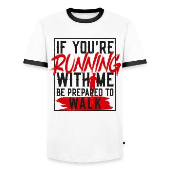 Running Runner Half Marathon Slow - Men's Ringer Shirt - white/black - Front - AI Model Female 172 light (172cm) & AI Model Male 178 dark (178cm)