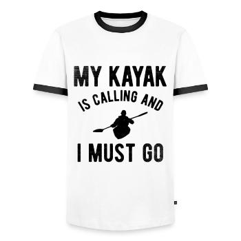 Paddel-Boot Kanu-Fahrer Für Kajak - Männer Kontrast-T-Shirt - Weiß/Schwarz - Vorne - AI Model Female 172 light (172cm) & AI Model Male 178 dark (178cm)