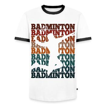 Badminton - Männer Kontrast-T-Shirt - Weiß/Schwarz - Vorne - AI Model Female 172 light (172cm) & AI Model Male 178 dark (178cm)
