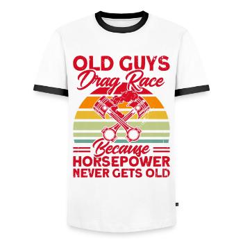 Cadeau de course de voitures de course de dragsters - T-shirt contrasté Homme - blanc/noir - Devant - AI Model Female 172 light (172cm) & AI Model Male 178 dark (178cm)