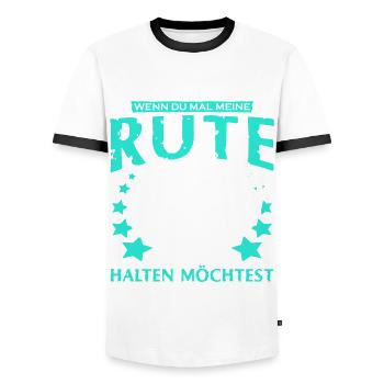 Angeln Witz Angelrute Fischer Angler - Männer Kontrast-T-Shirt - Weiß/Schwarz - Vorne - AI Model Female 172 light (172cm) & AI Model Male 178 dark (178cm)