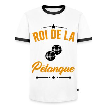 Roi de la Pétanque Humour Cadeau Pétanque - T-shirt contrasté Homme - blanc/noir - Devant - AI Model Female 172 light (172cm) & AI Model Male 178 dark (178cm)