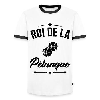 Roi de la Pétanque Humour Cadeau Pétanque - T-shirt contrasté Homme - blanc/noir - Devant - AI Model Female 172 light (172cm) & AI Model Male 178 dark (178cm)