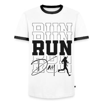 Running Runner Semi-Marathon - T-shirt contrasté Homme - blanc/noir - Devant - AI Model Female 172 light (172cm) & AI Model Male 178 dark (178cm)
