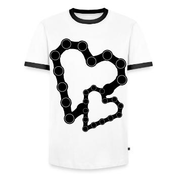 Aurait eu une chaîne de vélo 05 - T-shirt contrasté Homme - blanc/noir - Devant - AI Model Female 172 light (172cm) & AI Model Male 178 dark (178cm)