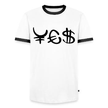 Bonne vie - T-shirt contrasté Homme - blanc/noir - Devant - AI Model Female 172 light (172cm) & AI Model Male 178 dark (178cm)