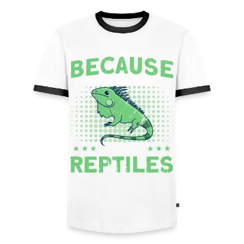 Eidechsen Reptil Reptilienliebhaber Geschenk - Männer Kontrast-T-Shirt - Weiß/Schwarz - Vorne - AI Model Female 172 light (172cm) & AI Model Male 178 dark (178cm)