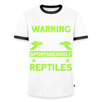 Reptile Reptile Lézards Cadeau - T-shirt contrasté Homme - blanc/noir - Devant - AI Model Female 172 light (172cm) & AI Model Male 178 dark (178cm)