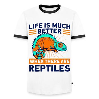 Reptilienliebhaber Reptil Schlange Geschenk - Männer Kontrast-T-Shirt - Weiß/Schwarz - Vorne - AI Model Female 172 light (172cm) & AI Model Male 178 dark (178cm)