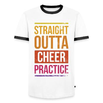 Straight Outta Cheer Practice for Cheerleaders - Men's Ringer Shirt - white/black - Front - AI Model Female 172 light (172cm) & AI Model Male 178 dark (178cm)