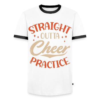 Straight Outta Cheer Practice for Cheerleaders - Men's Ringer Shirt - white/black - Front - AI Model Female 172 light (172cm) & AI Model Male 178 dark (178cm)