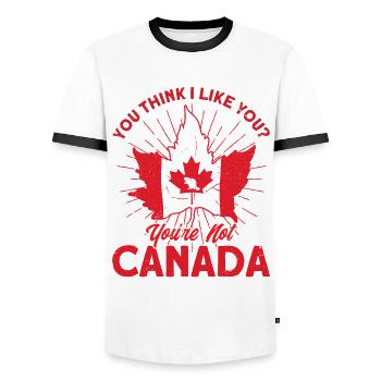 Drapeau canadien Racines canadiennes Ges canadiennes - T-shirt contrasté Homme - blanc/noir - Devant - AI Model Female 172 light (172cm) & AI Model Male 178 dark (178cm)