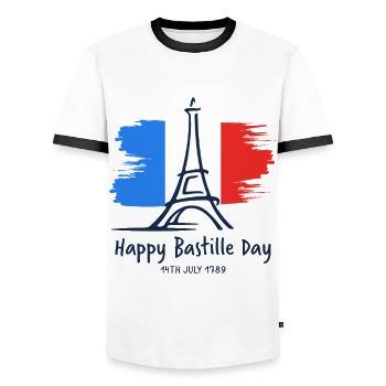 Ich Liebe Paris Eiffelturm Andenken Frankreich - Männer Kontrast-T-Shirt - Weiß/Schwarz - Vorne - AI Model Female 172 light (172cm) & AI Model Male 178 dark (178cm)