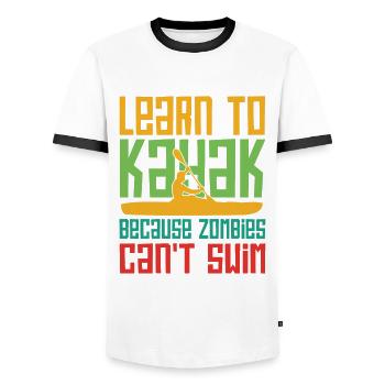 Learn To Kayak Because Zombies Can't Swim Canoe Ka - Männer Kontrast-T-Shirt - Weiß/Schwarz - Vorne - AI Model Female 172 light (172cm) & AI Model Male 178 dark (178cm)
