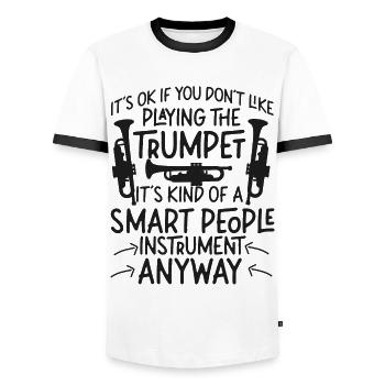 Trompettiste C’est OK si vous - T-shirt contrasté Homme - blanc/noir - Devant - AI Model Female 172 light (172cm) & AI Model Male 178 dark (178cm)
