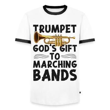 Trumpet Player Marching Band - Männer Kontrast-T-Shirt - Weiß/Schwarz - Vorne - AI Model Female 172 light (172cm) & AI Model Male 178 dark (178cm)