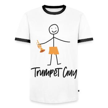 Trumpet Player Minimalistic - Männer Kontrast-T-Shirt - Weiß/Schwarz - Vorne - AI Model Female 172 light (172cm) & AI Model Male 178 dark (178cm)