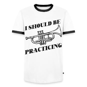 Trumpet Player I Should Be - Männer Kontrast-T-Shirt - Weiß/Schwarz - Vorne - AI Model Female 172 light (172cm) & AI Model Male 178 dark (178cm)
