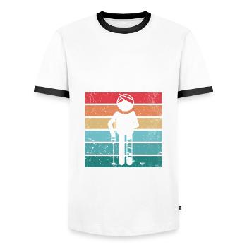I'm still working on my landing design - Men's Ringer Shirt - white/black - Front - AI Model Female 172 light (172cm) & AI Model Male 178 dark (178cm)