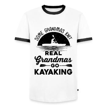 Some Grandmas Knit Real Grandmas Go Kayaking Rower - Männer Kontrast-T-Shirt - Weiß/Schwarz - Vorne - AI Model Female 172 light (172cm) & AI Model Male 178 dark (178cm)