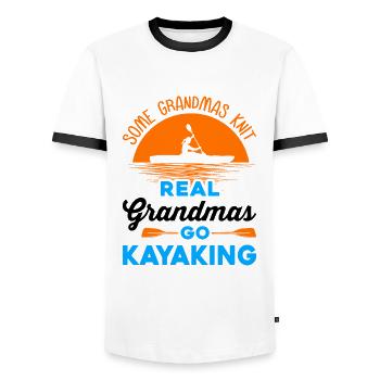 Some Grandmas Knit Real Grandmas Go Kayaking Rower - Männer Kontrast-T-Shirt - Weiß/Schwarz - Vorne - AI Model Female 172 light (172cm) & AI Model Male 178 dark (178cm)