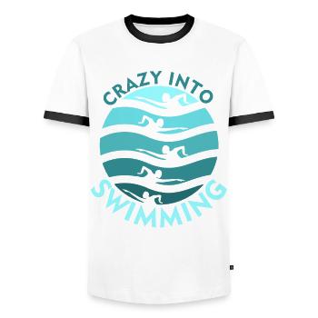Nageurs Entraîneur de natation Natation - T-shirt contrasté Homme - blanc/noir - Devant - AI Model Female 172 light (172cm) & AI Model Male 178 dark (178cm)