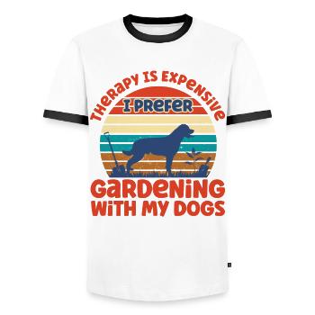 Chiens Hobby Jardinier Jardinier Cadeau de jardinage - T-shirt contrasté Homme - blanc/noir - Devant - AI Model Female 172 light (172cm) & AI Model Male 178 dark (178cm)
