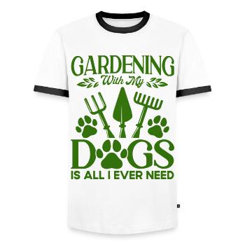 Gartenarbeit Hobbygärtner Hundehalter Geschenk - Männer Kontrast-T-Shirt - Weiß/Schwarz - Vorne - AI Model Female 172 light (172cm) & AI Model Male 178 dark (178cm)