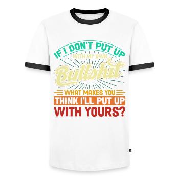 Irony Black Humor Sarcastic Gift - Men's Ringer Shirt - white/black - Front - AI Model Female 172 light (172cm) & AI Model Male 178 dark (178cm)