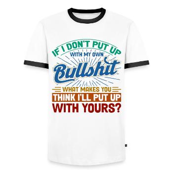 Irony Black Humor Sarcastic Gift - Men's Ringer Shirt - white/black - Front - AI Model Female 172 light (172cm) & AI Model Male 178 dark (178cm)