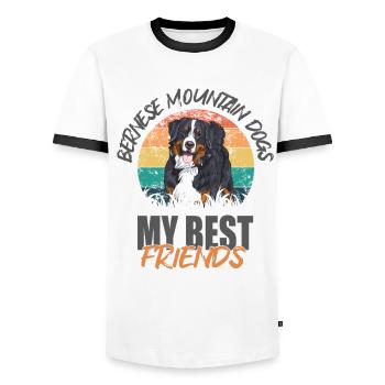Bouvier bernois - T-shirt contrasté Homme - blanc/noir - Devant - AI Model Female 172 light (172cm) & AI Model Male 178 dark (178cm)