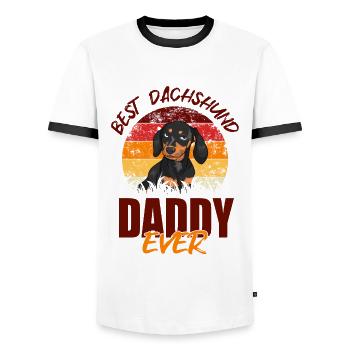 Best dachshund daddy ever - Men's Ringer Shirt - white/black - Front - AI Model Female 172 light (172cm) & AI Model Male 178 dark (178cm)
