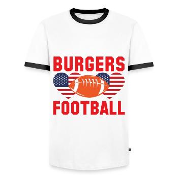 I Love Burgers Football & Freedom - Männer Kontrast-T-Shirt - Weiß/Schwarz - Vorne - AI Model Female 172 light (172cm) & AI Model Male 178 dark (178cm)