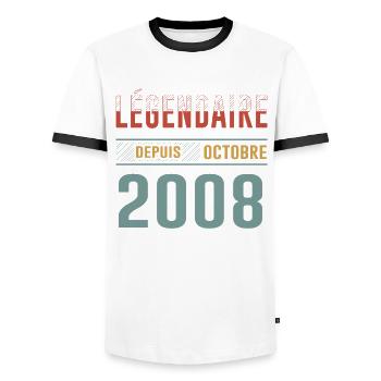 Légendaire Depuis Octobre 2008 Anniversaire - T-shirt contrasté Homme - blanc/noir - Devant - AI Model Female 172 light (172cm) & AI Model Male 178 dark (178cm)