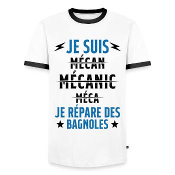 Je suis un Super Mecanicien - idée cadeau - T-shirt contrasté Homme - blanc/noir - Devant - AI Model Female 172 light (172cm) & AI Model Male 178 dark (178cm)