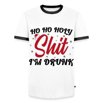 Ho Ho Holy Shit I'm Drunk Funny Christmas Xmas Win - Männer Kontrast-T-Shirt - Weiß/Schwarz - Vorne - AI Model Female 172 light (172cm) & AI Model Male 178 dark (178cm)