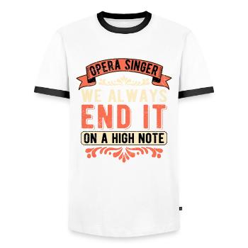 Opernsänger Opera Singer Tenor End It High Note - Men's Ringer Shirt - white/black - Front - AI Model Female 172 light (172cm) & AI Model Male 178 dark (178cm)
