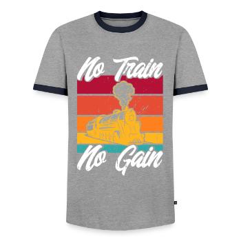 Locomotive Model Railway Train Ride Gift - Men's Ringer Shirt - grey/navy  - Front - AI Model Female 172 light (172cm) & AI Model Male 178 light (178cm)
