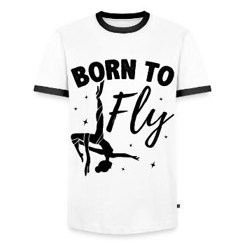 Born To Fly Graphic Acrobatics Acrobat Gymnastics - Männer Kontrast-T-Shirt - Weiß/Schwarz - Vorne - AI Model Female 172 light (172cm) & AI Model Male 178 dark (178cm)