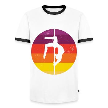 Retro Graphic Gymnast Gymnastics Acrobat Acrobatic - Männer Kontrast-T-Shirt - Weiß/Schwarz - Vorne - AI Model Female 172 light (172cm) & AI Model Male 178 dark (178cm)