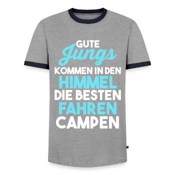 Wohnmobil Wohnwagen Caravan Camper Camping - Männer Kontrast-T-Shirt - Grau/Navy  - Vorne - AI Model Female 172 light (172cm) & AI Model Male 178 light (178cm)