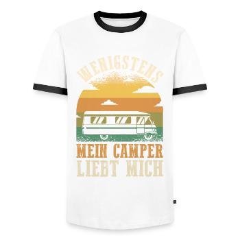 Wohnmobil Wohnwagen Caravan Camping Camper - Männer Kontrast-T-Shirt - Weiß/Schwarz - Vorne - AI Model Female 172 light (172cm) & AI Model Male 178 dark (178cm)