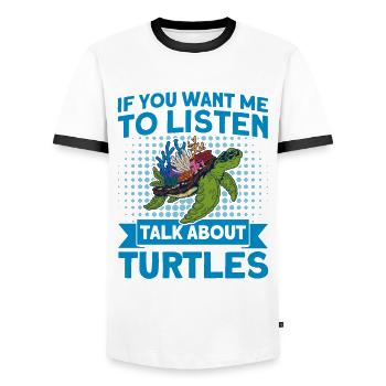 Tortue de mer Tortues marines Tortues - T-shirt contrasté Homme - blanc/noir - Devant - AI Model Female 172 light (172cm) & AI Model Male 178 dark (178cm)