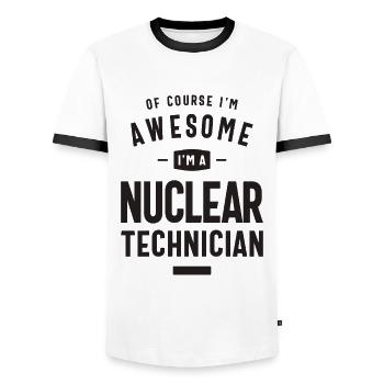 Awesome I'm a Nuclear Technician - Men's Ringer Shirt - white/black - Front - AI Model Female 172 light (172cm) & AI Model Male 178 dark (178cm)