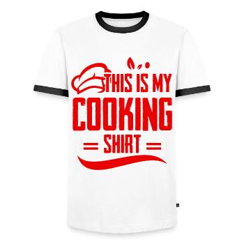 Chemise de cuisine - T-shirt contrasté Homme - blanc/noir - Devant - AI Model Female 172 light (172cm) & AI Model Male 178 dark (178cm)